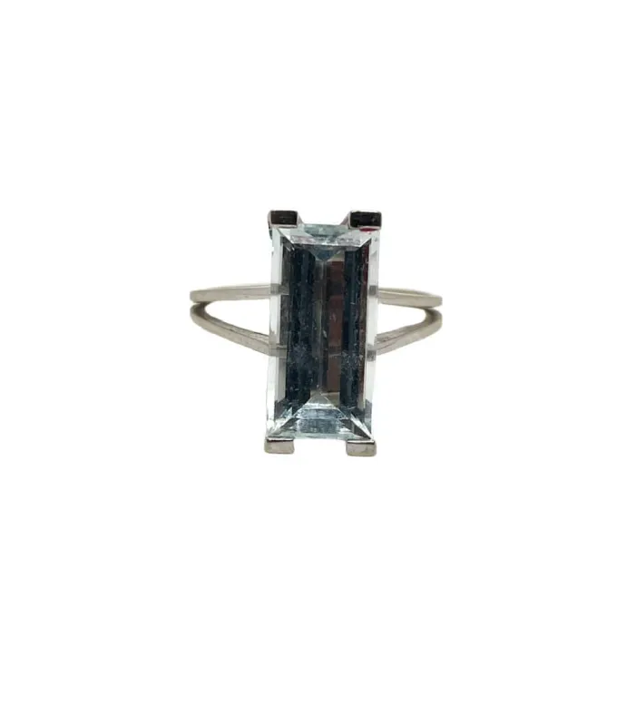 Bague cocktail or gris aigue marine made by 58 Facettes
