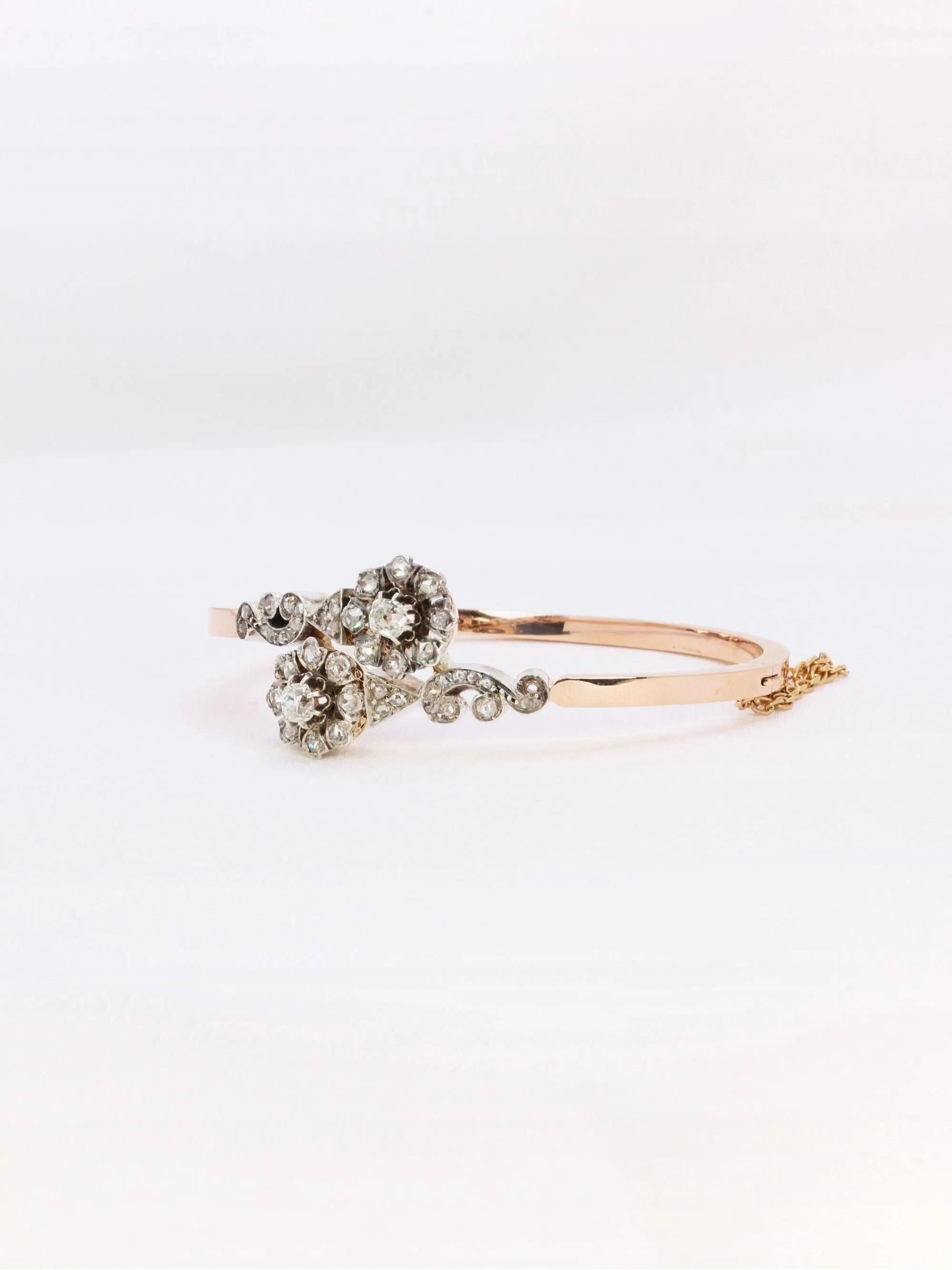 Bracelet jonc Napoléon III or rose diamants taille rose sold by 58 Facettes product image thumbnail 3