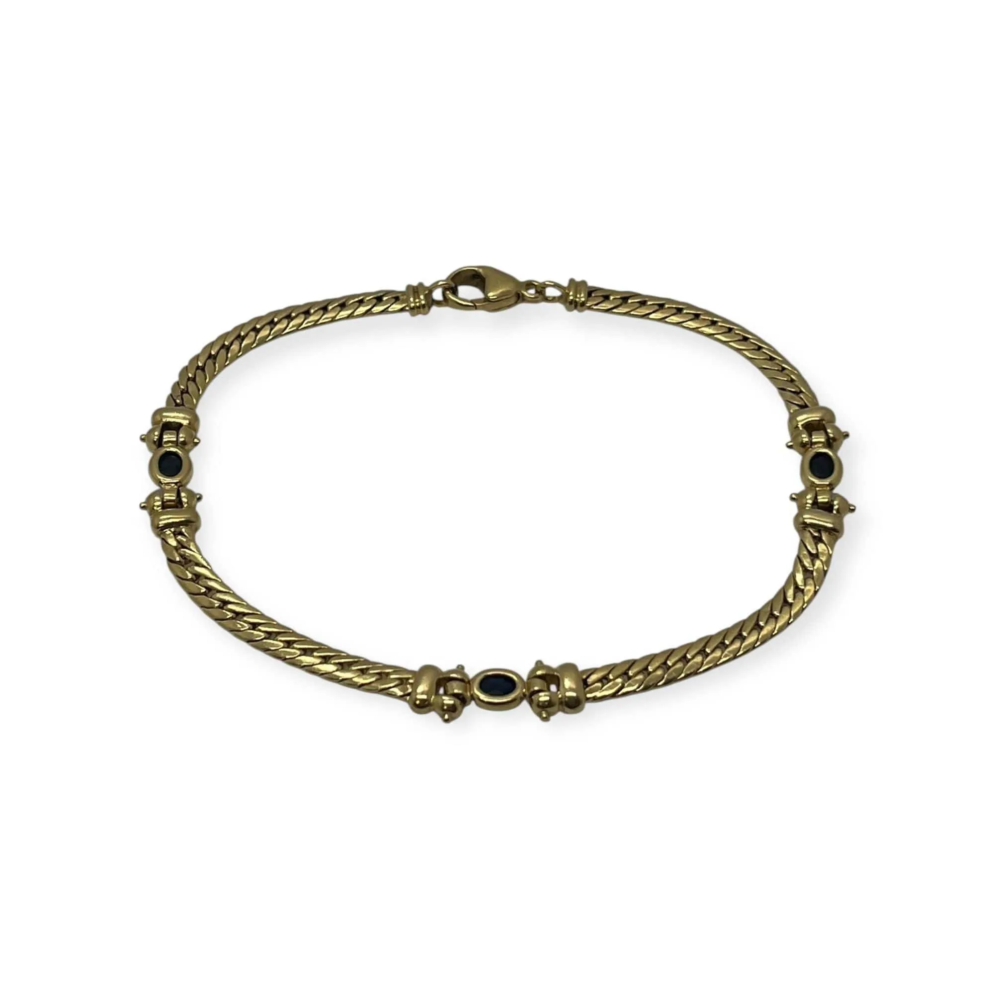 Bracelet or jaune et saphir maille anglaise sold by 58 Facettes