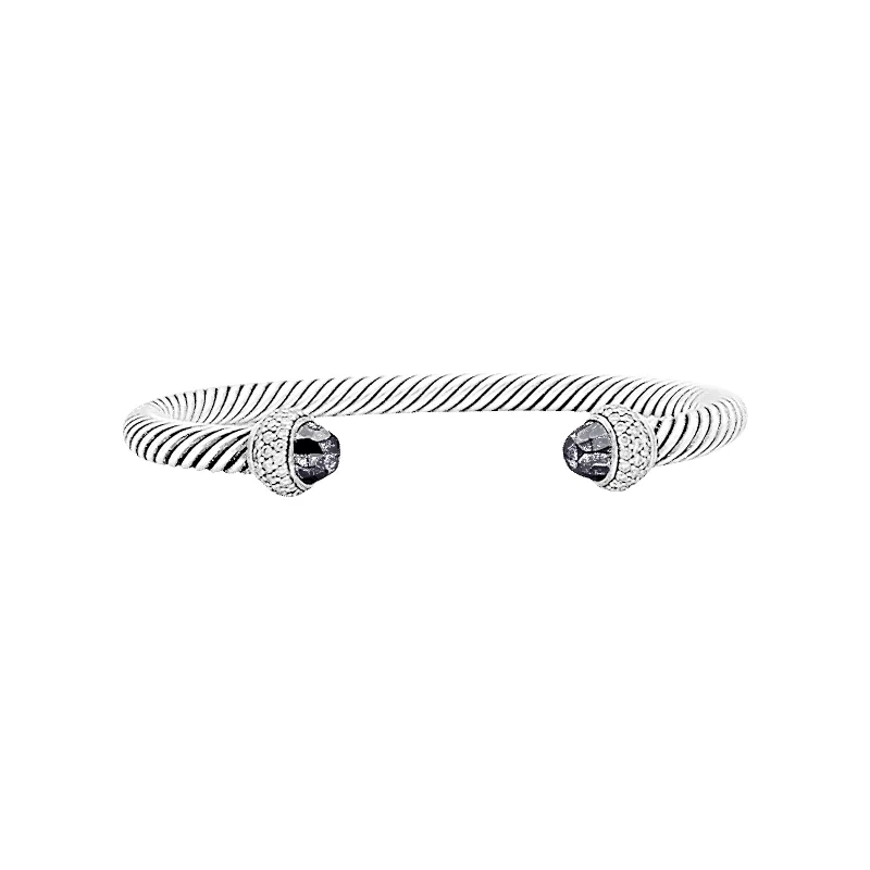 Bracelet David Yurman, "Cable Classic", argent, diamants, hématites. made by 58 Facettes