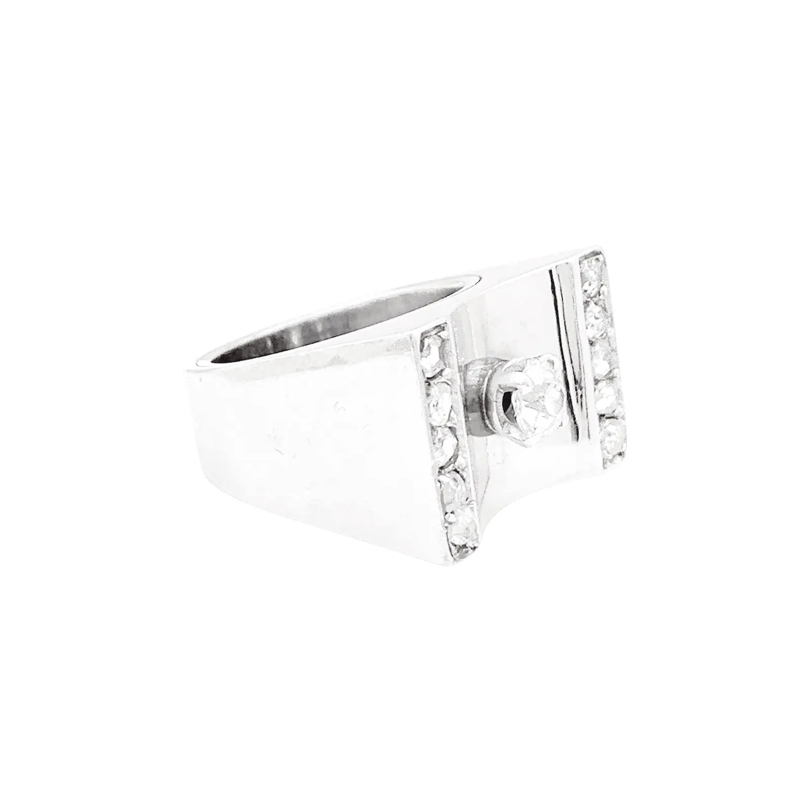 Bague "Tank", or rhodié, platine, diamants. sold by 58 Facettes product image thumbnail 2