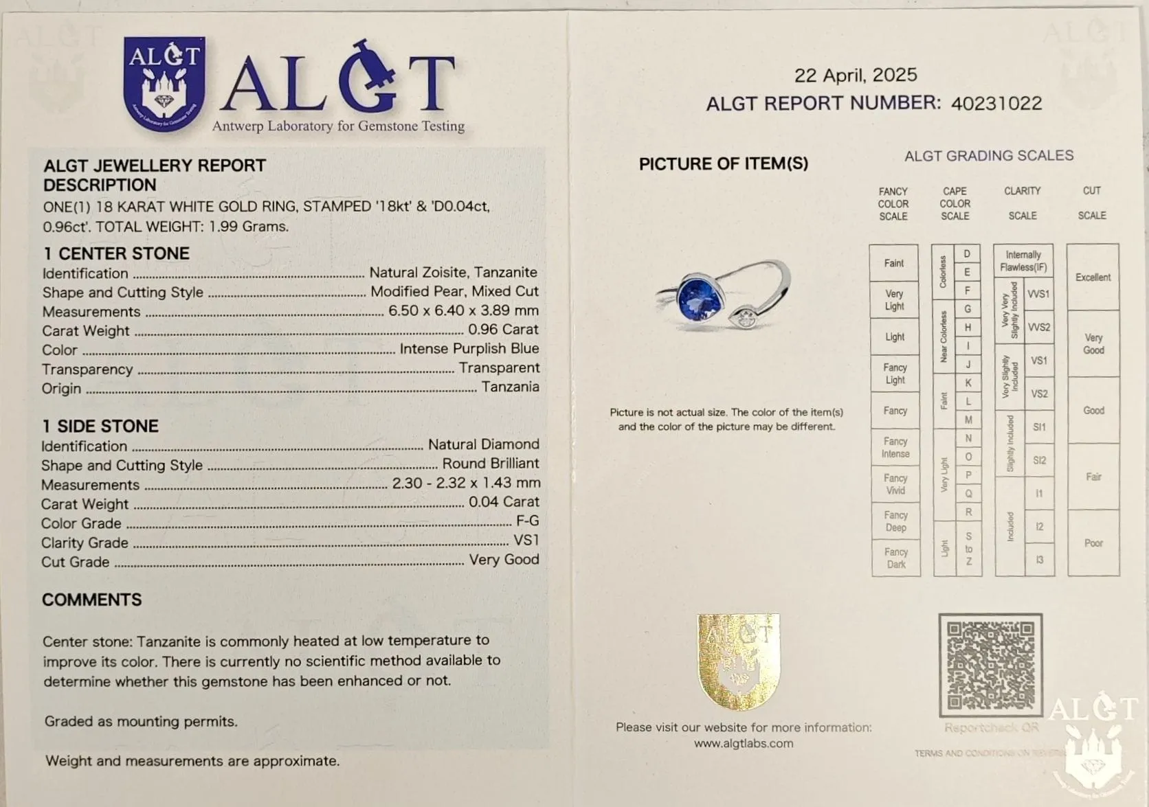 Bague en or blanc tanzanite et diamant. sold by 58 Facettes product image thumbnail 5