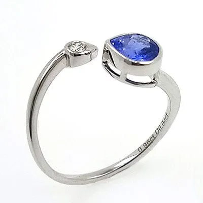 Bague en or blanc tanzanite et diamant. sold by 58 Facettes product image thumbnail 2