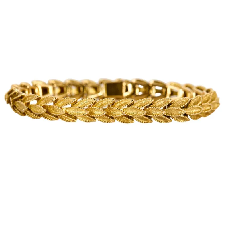 Bracelet or jaune à motif de feuilles sold by 58 Facettes