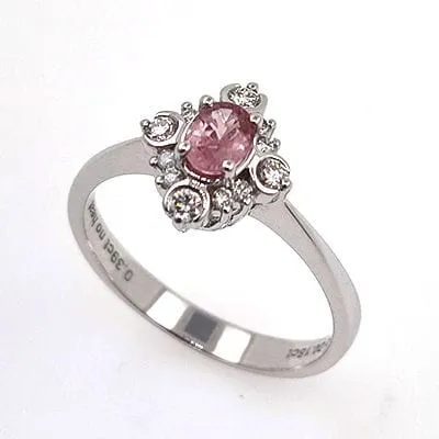 Bague en or blanc avec saphir Padparadscha et diamant sold by 58 Facettes product image thumbnail 3