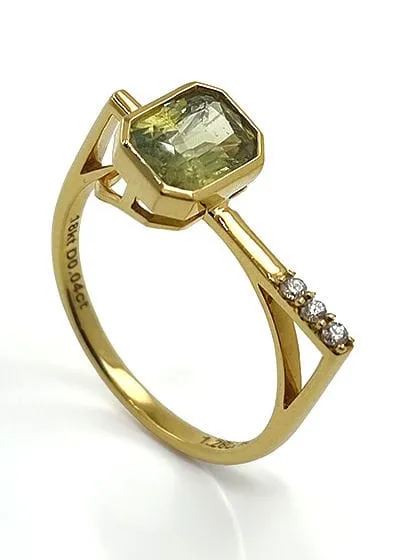 Bague en or blanc avec saphir jaune et diamant sold by 58 Facettes product image thumbnail 4