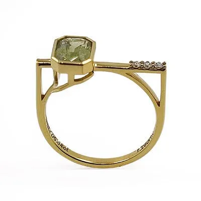 Bague en or blanc avec saphir jaune et diamant sold by 58 Facettes product image thumbnail 3