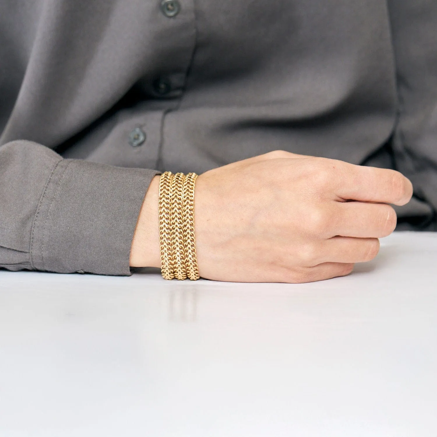 Bracelet or jaune, maille tressée sold by 58 Facettes product image thumbnail 2