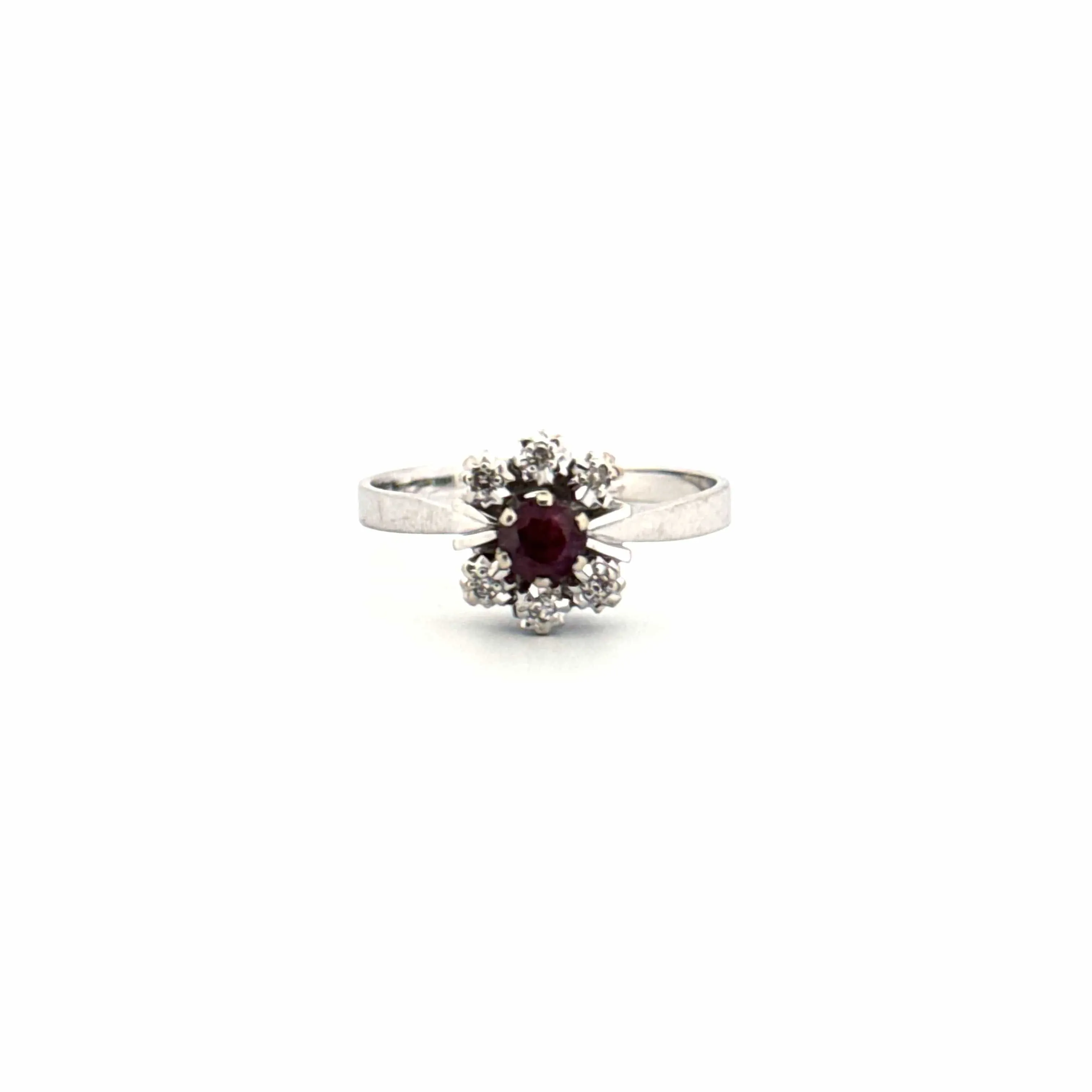 Bague Marguerite Or Blanc 18k Rubis & Diamants sold by 58 Facettes