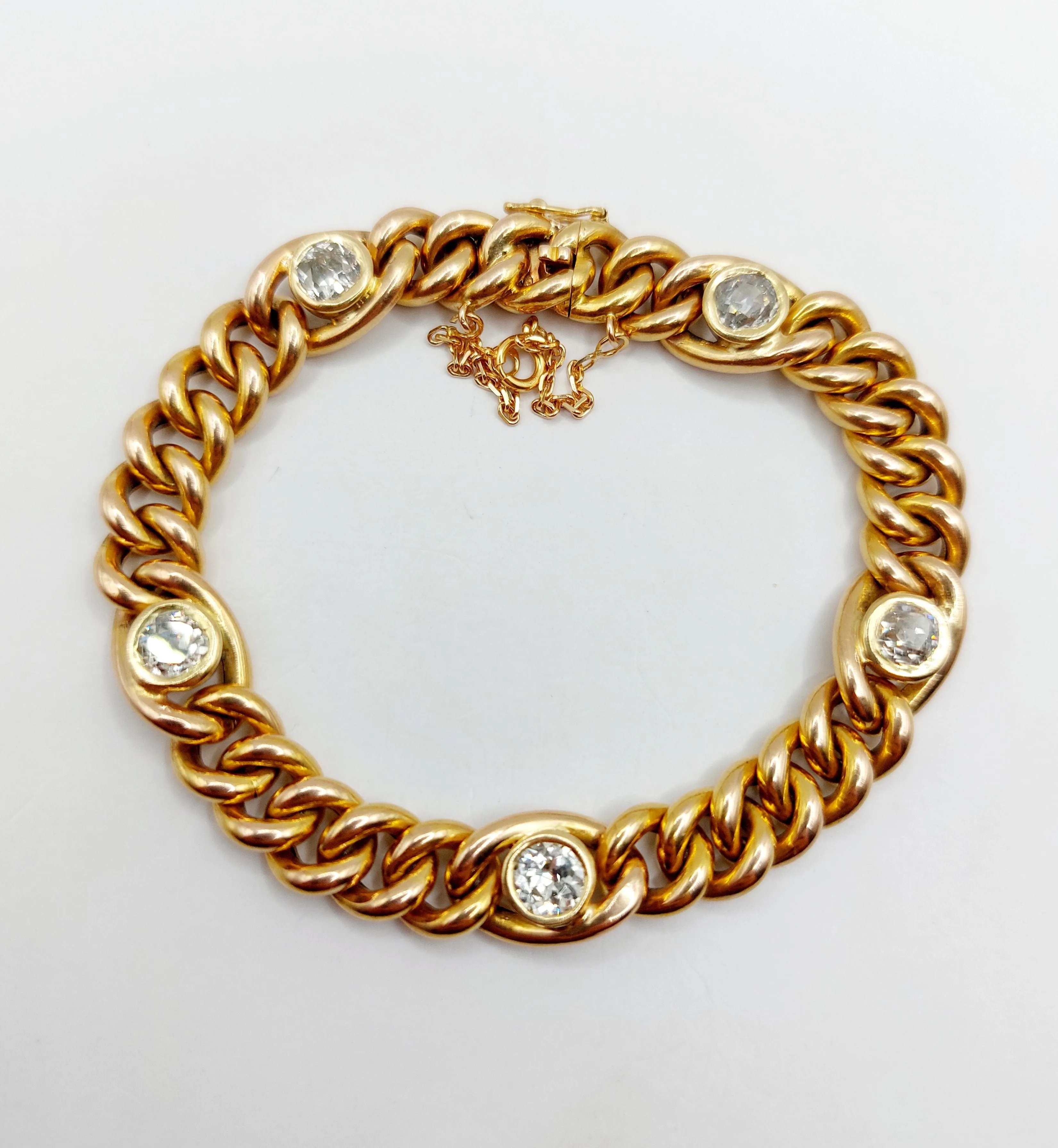 Bracelet art déco or maille gourmette et diamants sertis clos sold by 58 Facettes product image thumbnail 4