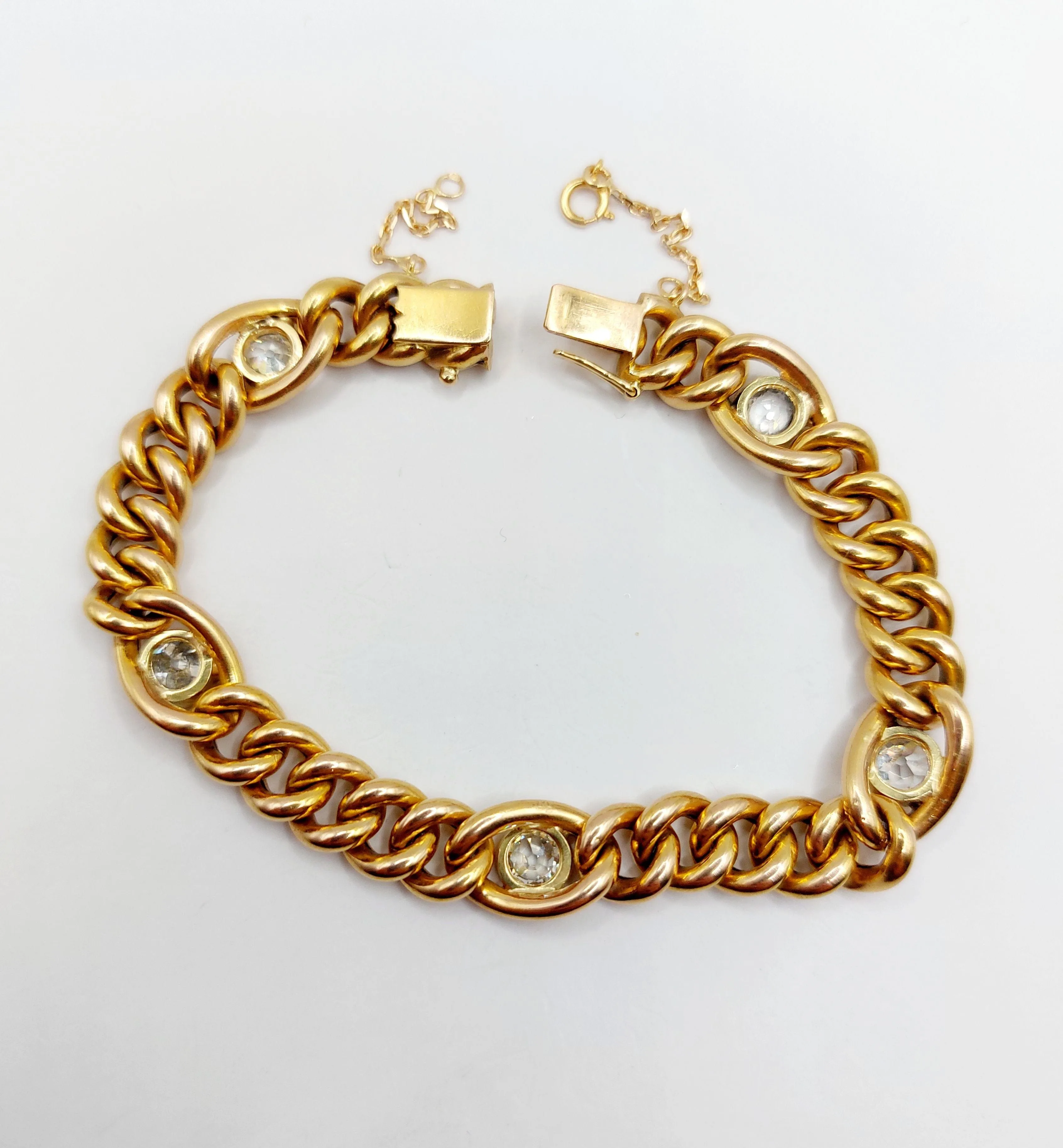 Bracelet art déco or maille gourmette et diamants sertis clos sold by 58 Facettes product image thumbnail 5