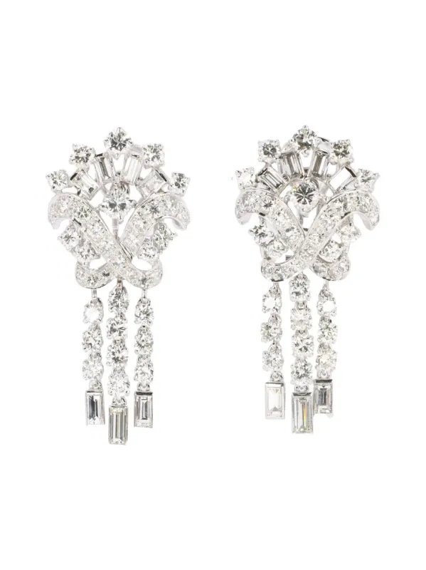 Boucles d'oreilles pendantes or blanc diamants 4,5 carats sold by 58 Facettes