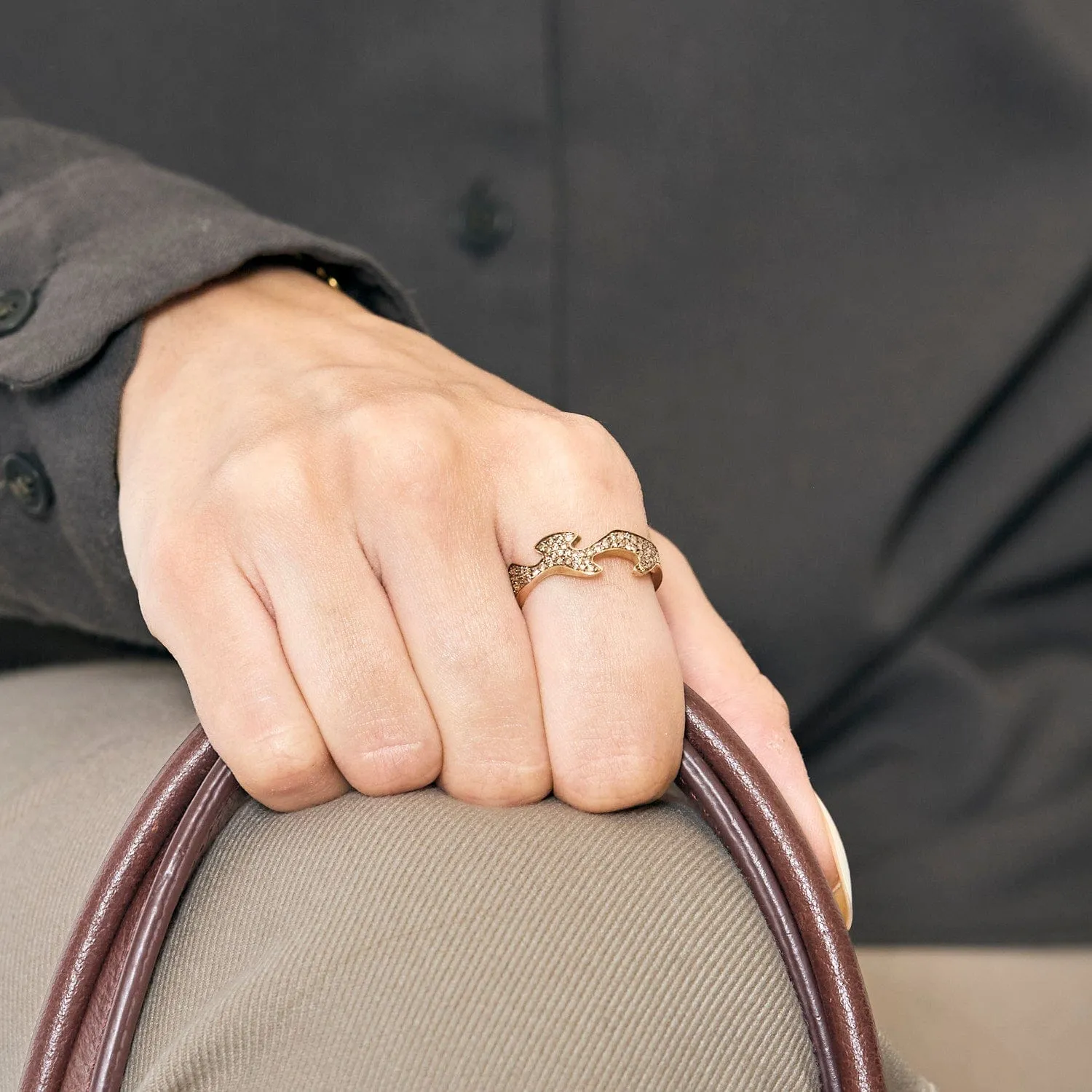 Georg Jensen - Bague fusion en or rose, diamants bruns sold by 58 Facettes product image thumbnail 2