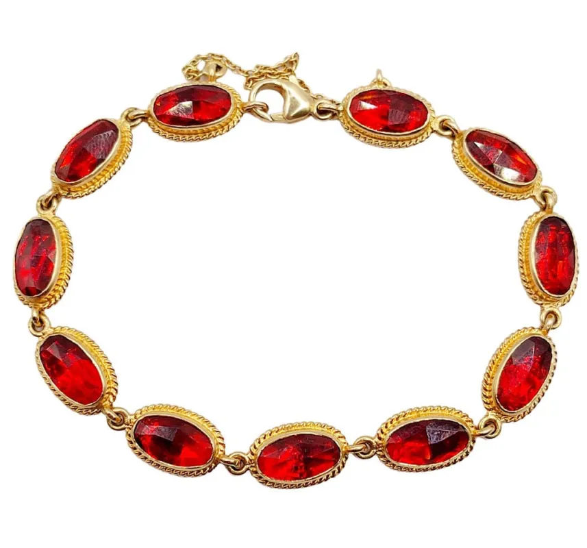 Bracelet vintage en or 18k aux grenats de Perpignan sold by 58 Facettes
