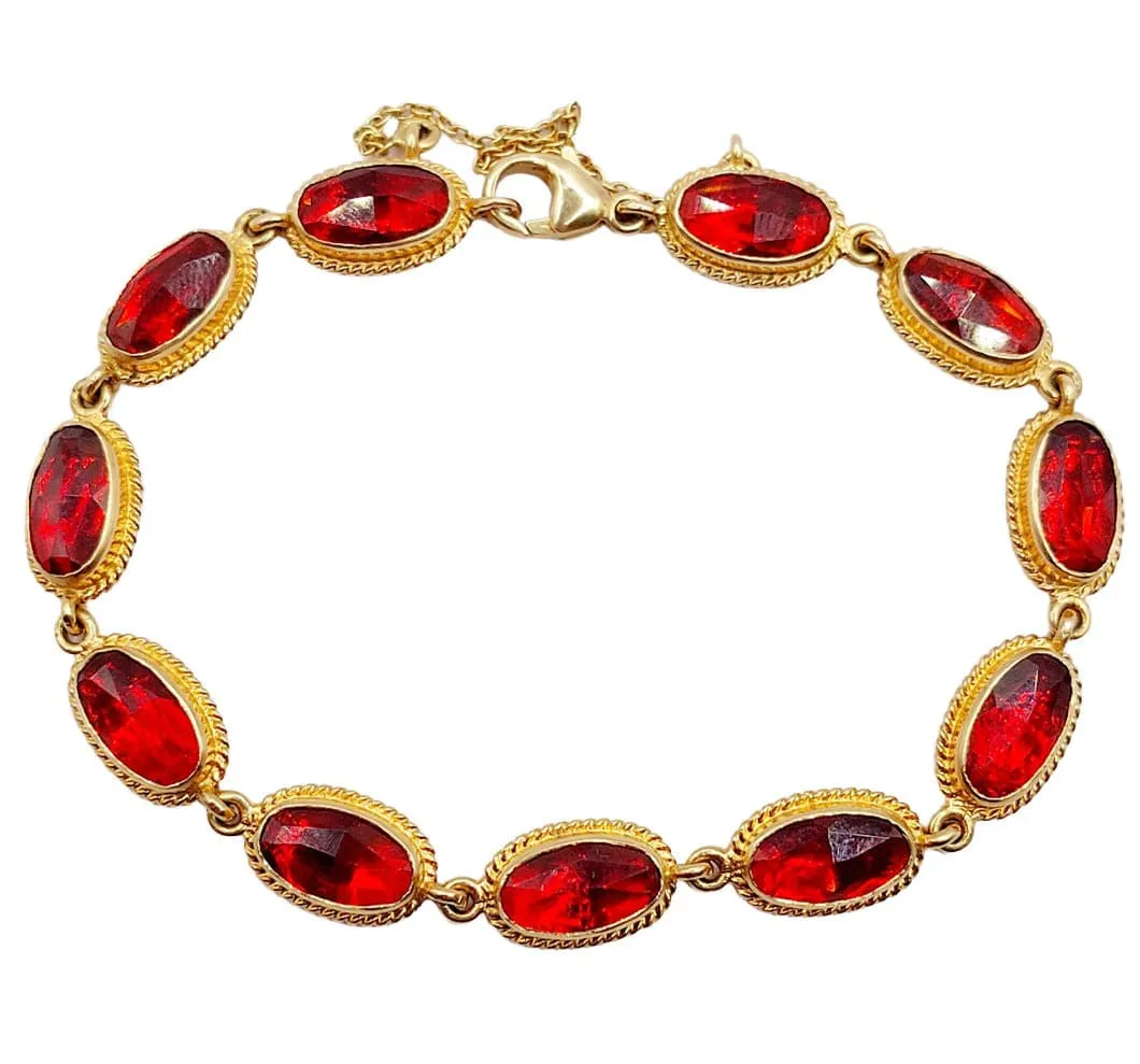 Bracelet vintage en or 18k aux grenats de Perpignan sold by 58 Facettes