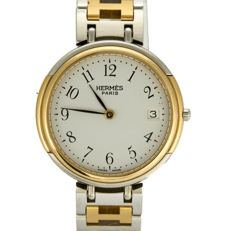HERMES - Clipper - Montre bracelet en acier et plaqué or sold by 58 Facettes