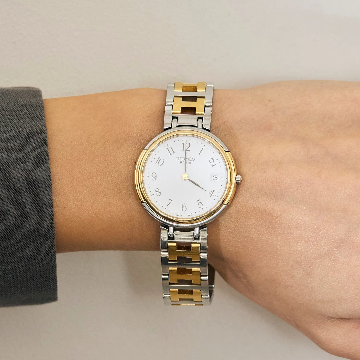 HERMES - Clipper - Montre bracelet en acier et plaqué or sold by 58 Facettes product image thumbnail 2