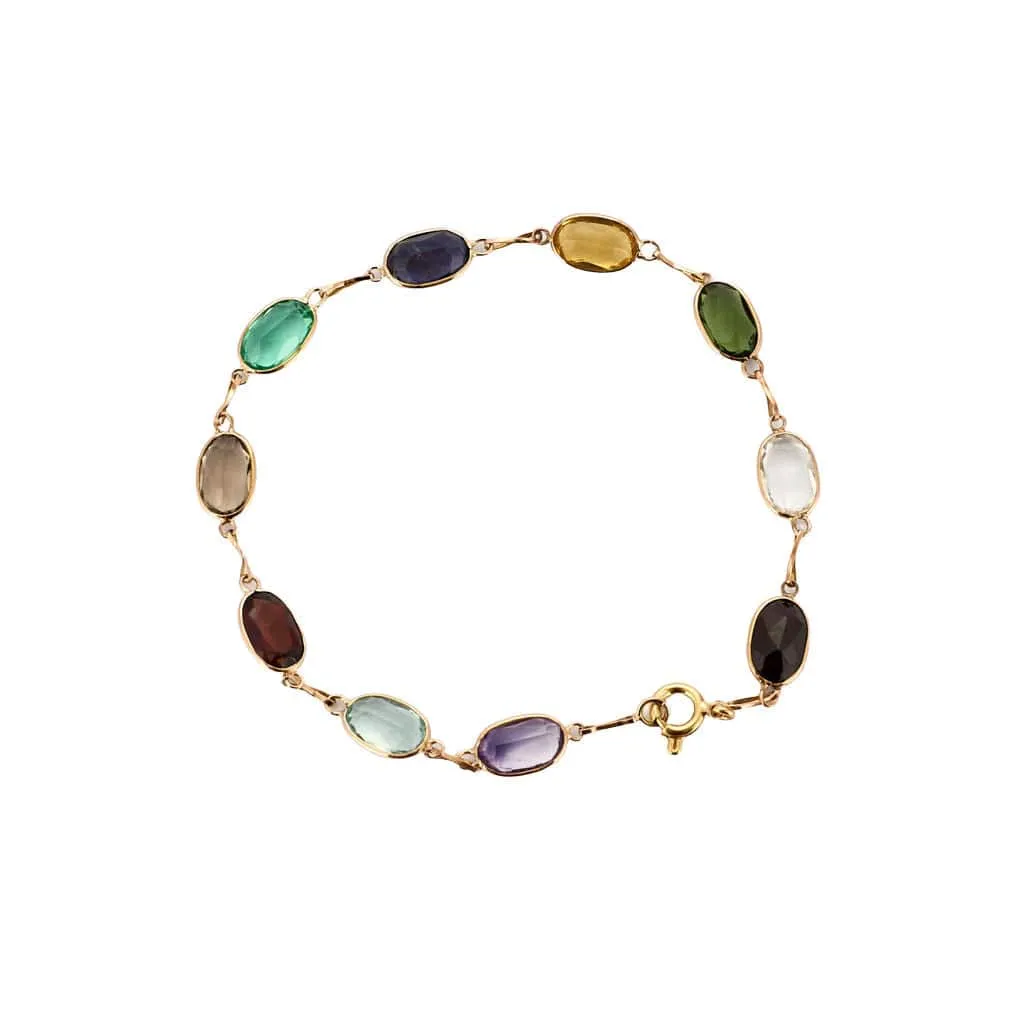 Bracelet or jaune et pierre de couleurs sold by 58 Facettes