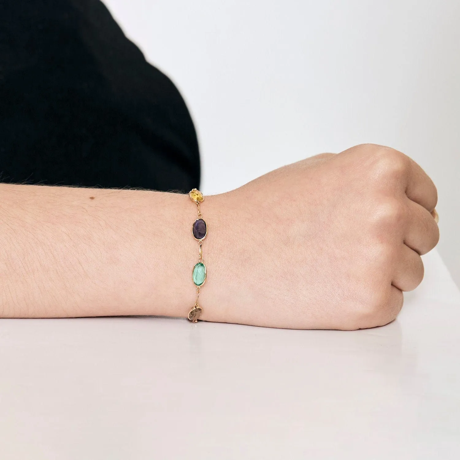 Bracelet or jaune et pierre de couleurs sold by 58 Facettes product image thumbnail 2