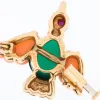CARTIER - Broche Oiseau, Or Jaune, Corail Rose, Chrysoprase, Rubis, Email Bleu sold by 58 Facettes