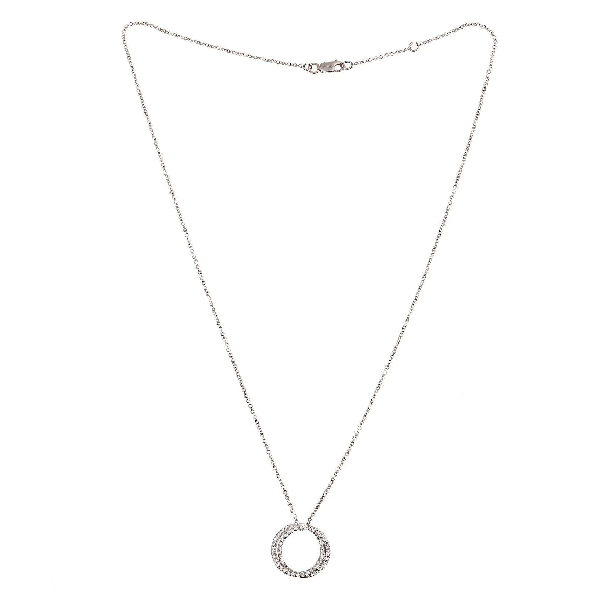 Collier or blanc deux cercles pavage diamants sold by 58 Facettes product image thumbnail 3