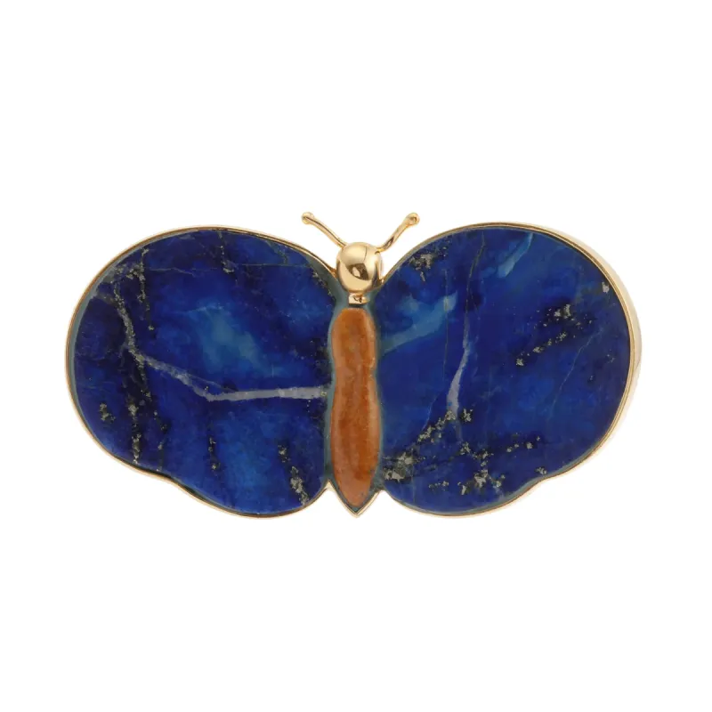 Broche Papillon Lapis-Lazuli Jaspe Or Jaune 18 Carats sold by 58 Facettes
