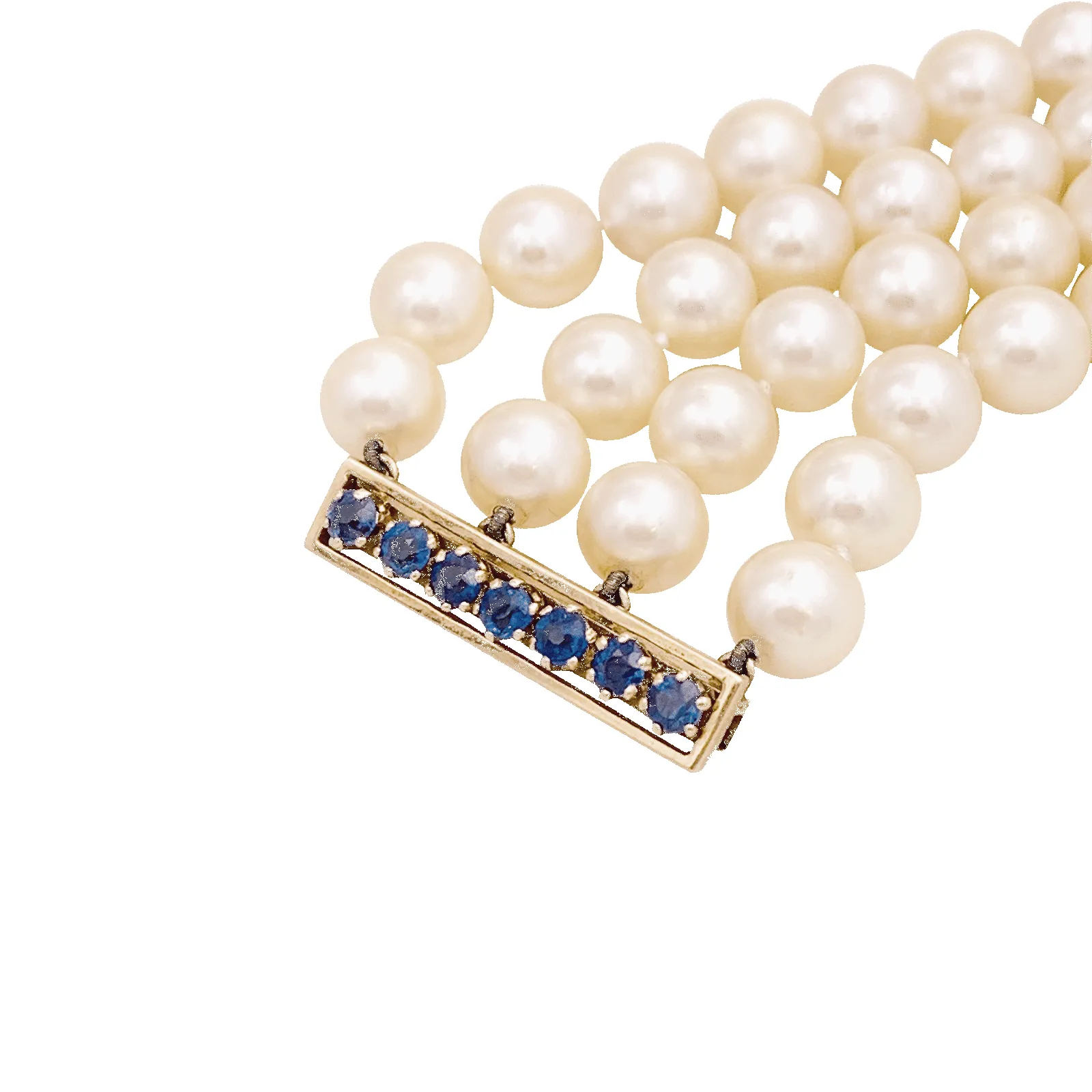 Bracelet perles de culture 4 rangs, or jaune, saphirs. sold by 58 Facettes product image thumbnail 3