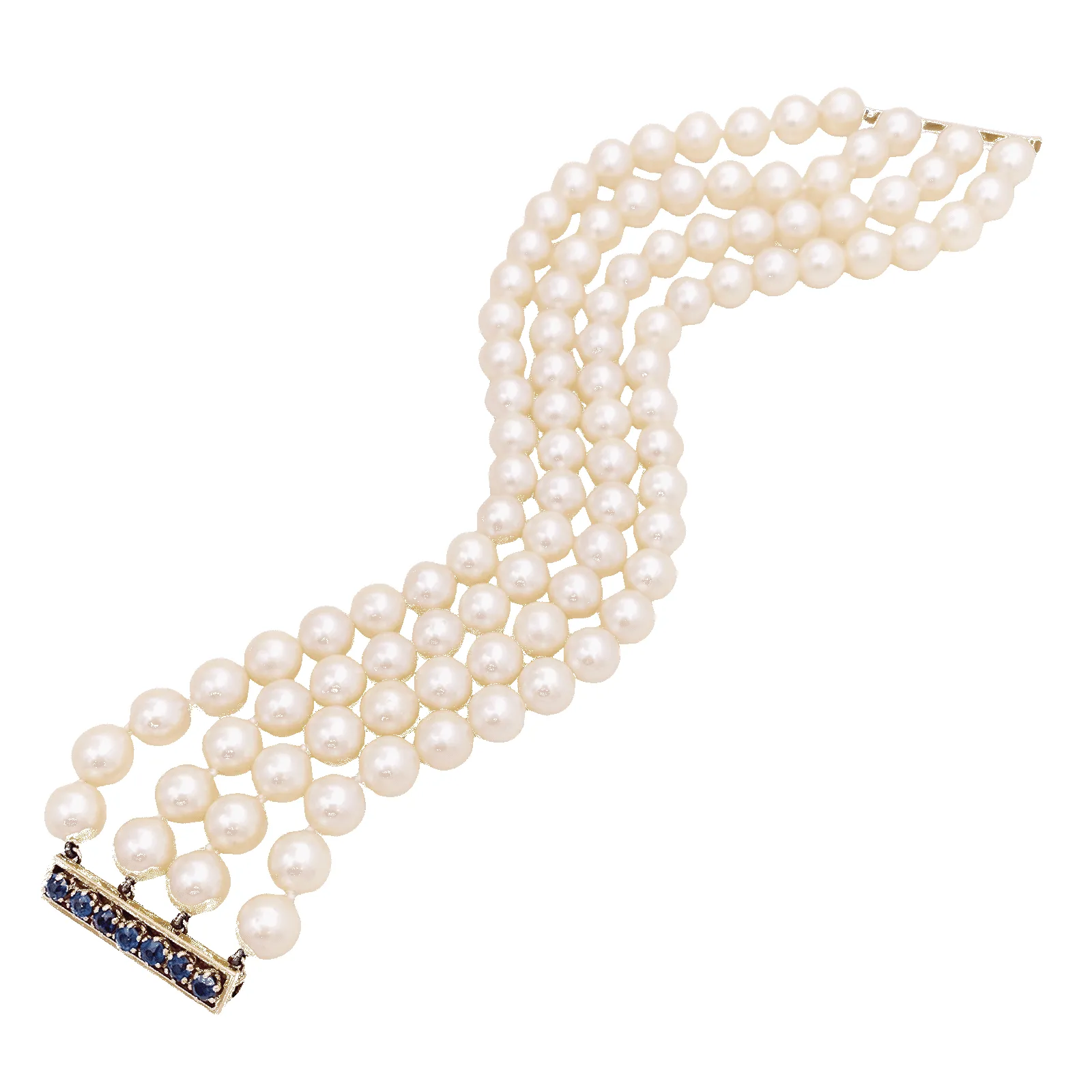 Bracelet perles de culture 4 rangs, or jaune, saphirs. sold by 58 Facettes product image thumbnail 5