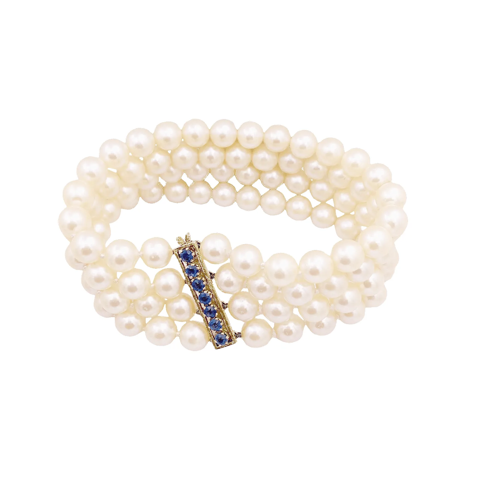 Bracelet perles de culture 4 rangs, or jaune, saphirs. sold by 58 Facettes product image thumbnail 2