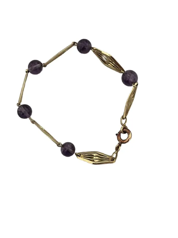 Bracelet Ancien Or Jaune Filigrané Améthystes sold by 58 Facettes