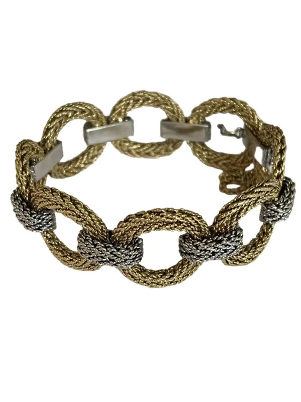 Bracelet Or Jaune et Or Gris Tressé sold by 58 Facettes