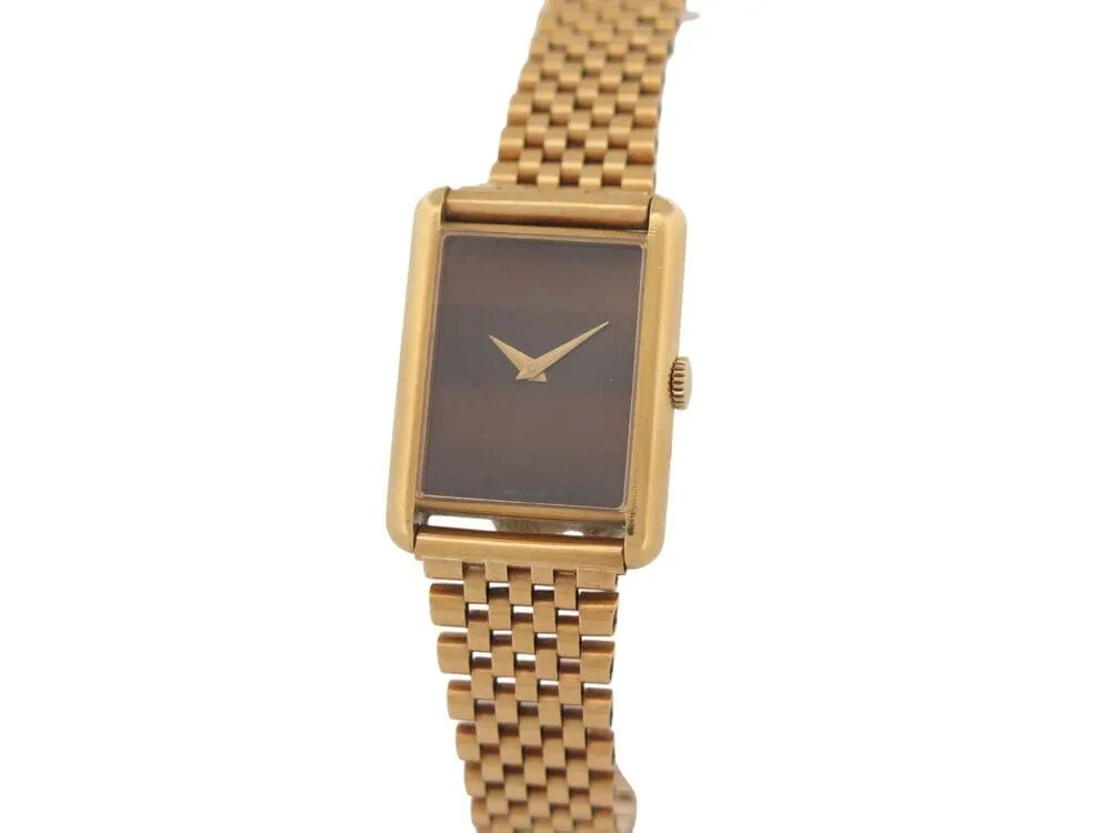 vintage montre baume & mercier tank 37077 mecanique or 18k & oeil de tigre sold by 58 Facettes product image thumbnail 2