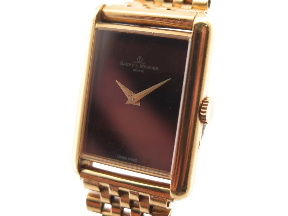 vintage montre baume & mercier tank 37077 mecanique or 18k & oeil de tigre sold by 58 Facettes product image thumbnail 3