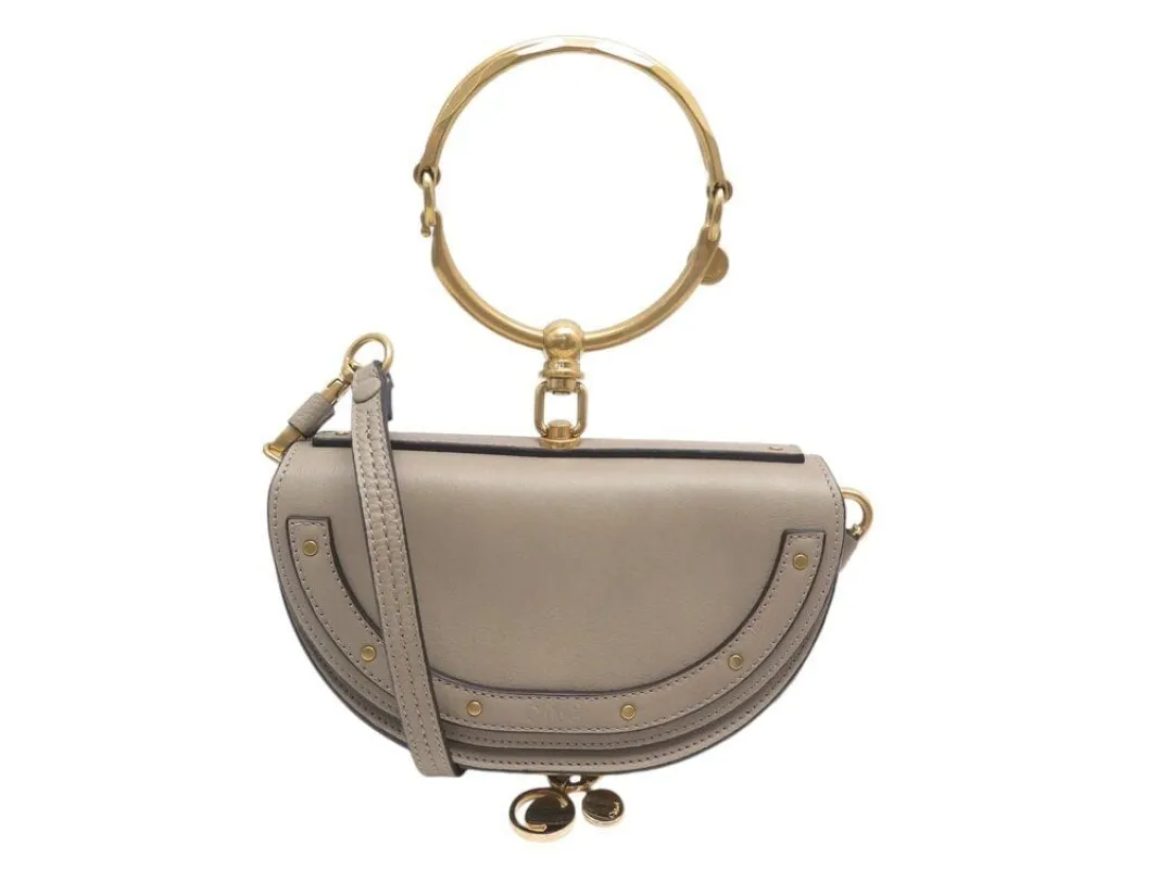 sac a main CHLOE minaudiere bracelet nile bandouliere cuir gris bag sold by 58 Facettes