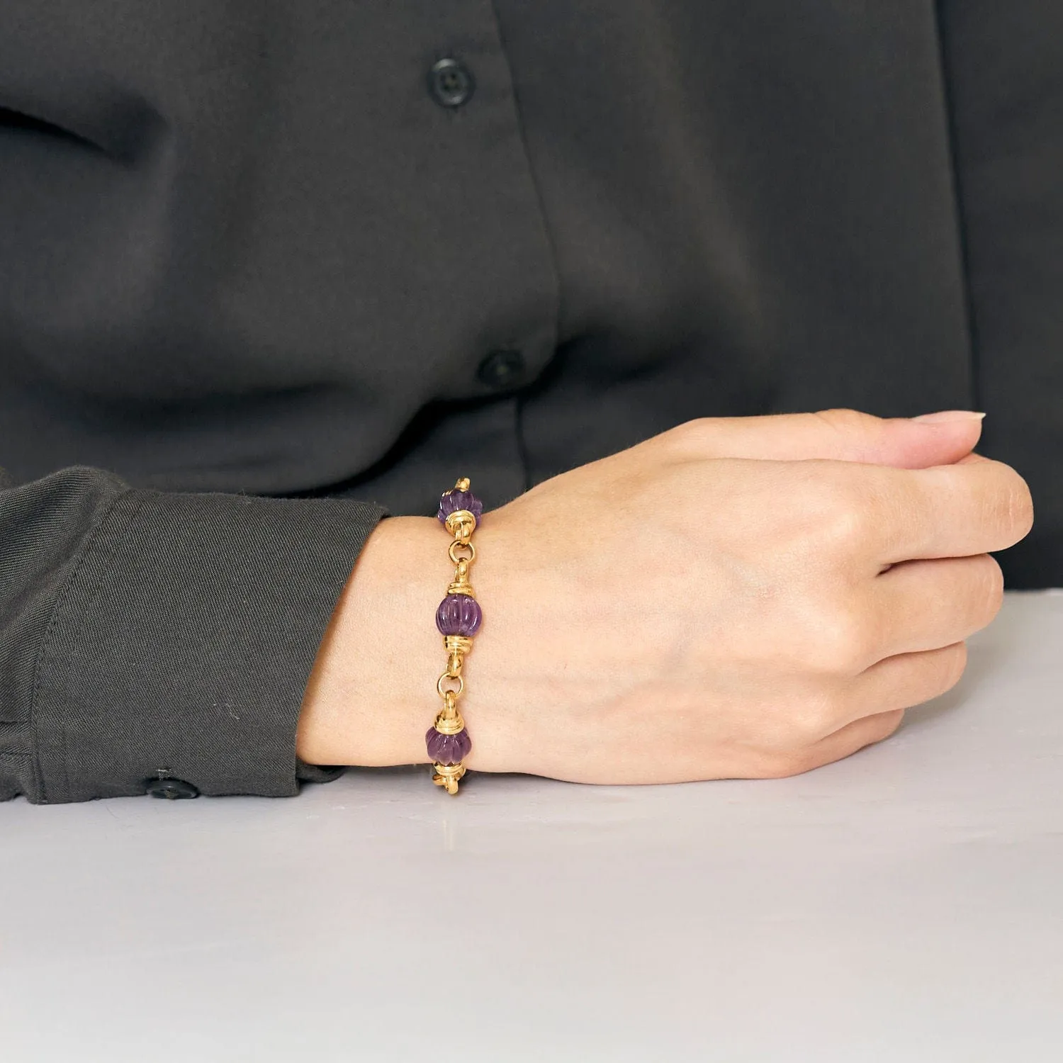 Bracelet or jaune et améthystes sold by 58 Facettes product image thumbnail 2
