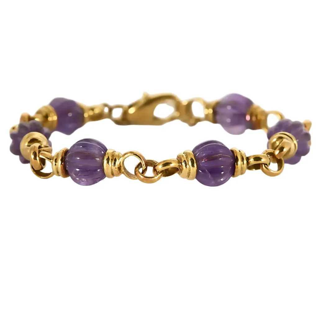 Bracelet or jaune et améthystes sold by 58 Facettes
