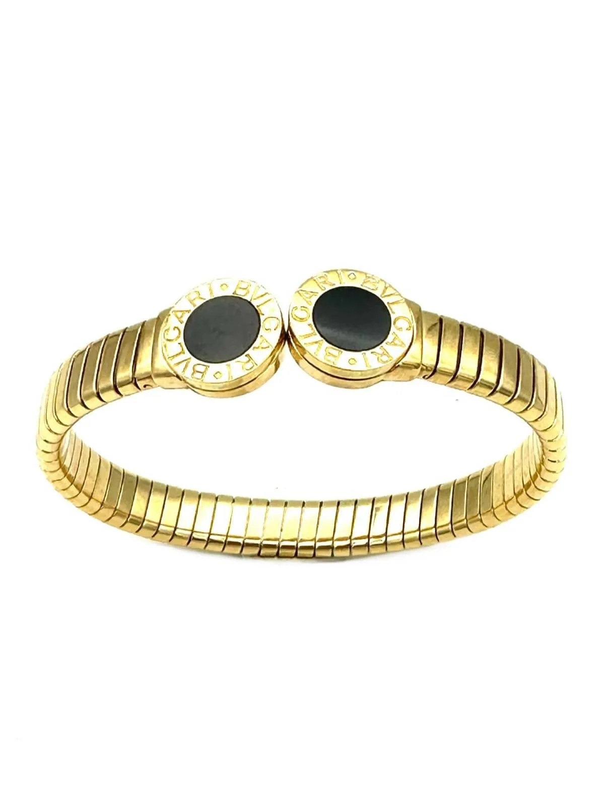 BVLGARI. Collection "Tubogas", bracelet or jaune et onyx sold by 58 Facettes product image thumbnail 2