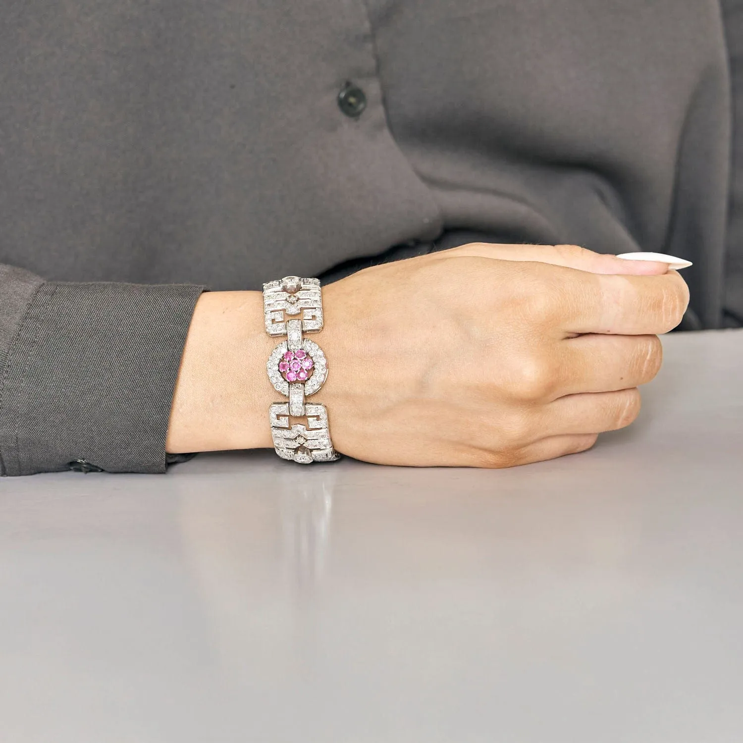 Bracelet Art Déco, platine, diamants et rubis sold by 58 Facettes product image thumbnail 2