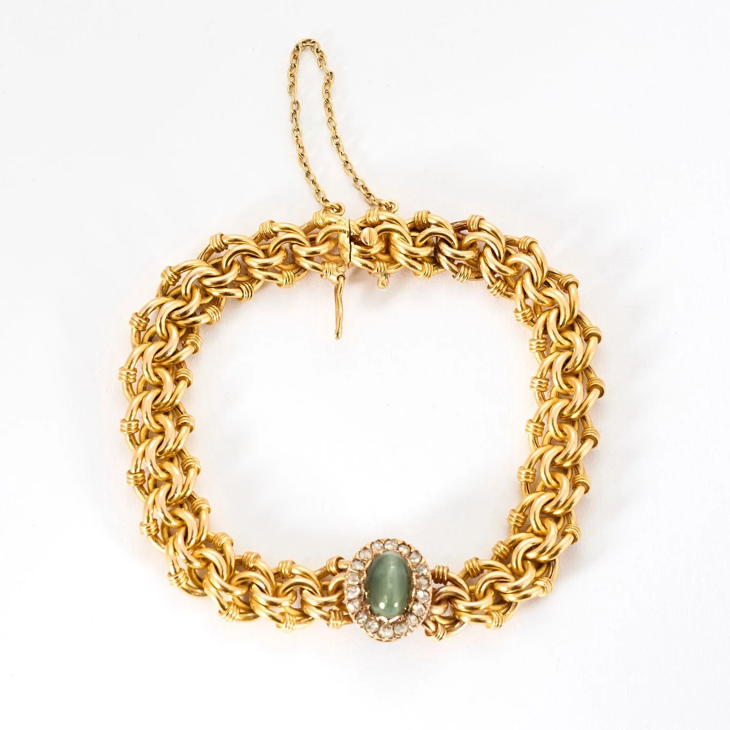 Bracelet or jaune, quartz oeil de chat et diamants sold by 58 Facettes product image thumbnail 4