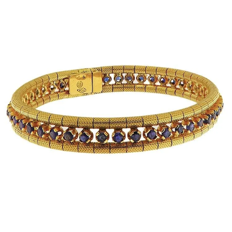 Bracelet en or jaune avec corindons de variété saphir sold by 58 Facettes