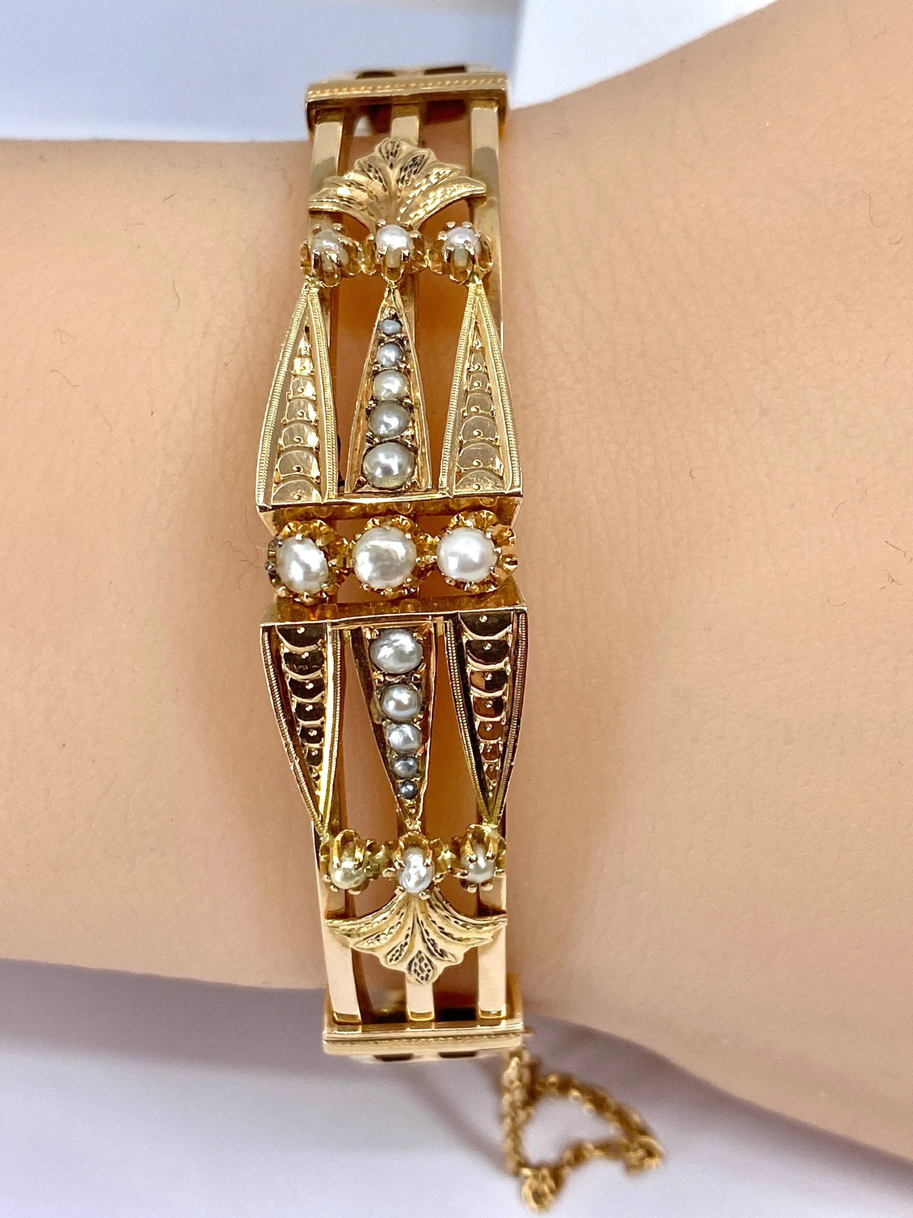 Bracelet jonc Napoléon III or et perles fines sold by 58 Facettes product image thumbnail 2