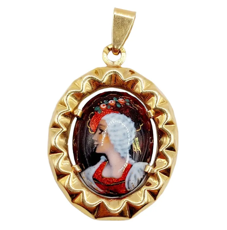 Pendentif or rose plaque émaillée sold by 58 Facettes