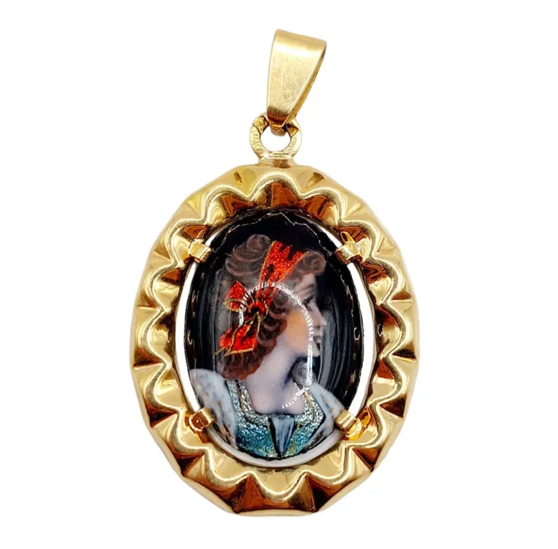 Pendentif or rose plaque émaillée) sold by 58 Facettes