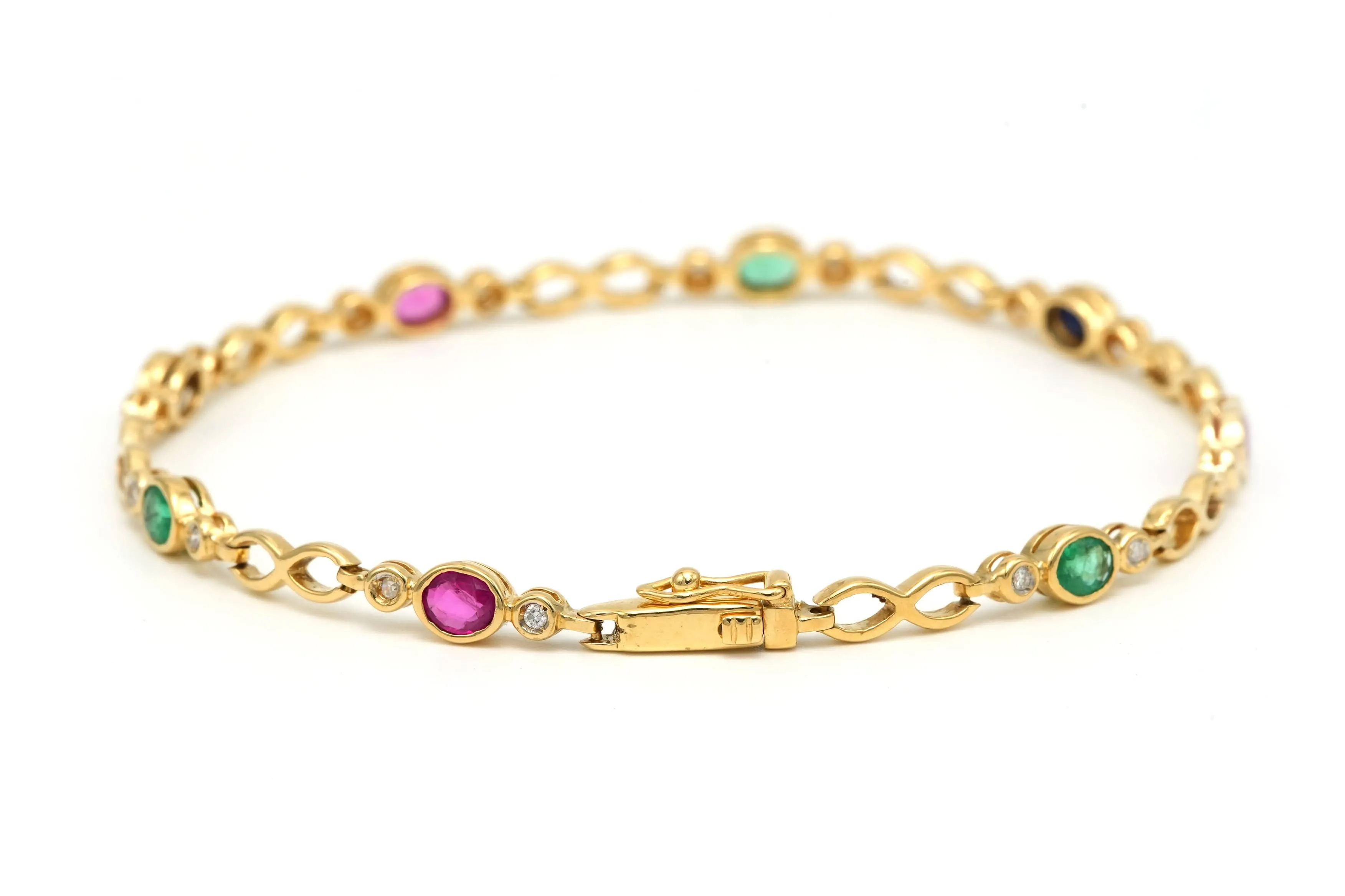 Bracelet en or jaune serti d'émeraudes, de rubis, de saphirs et de diamants sold by 58 Facettes product image thumbnail 5