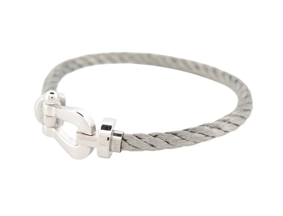 bracelet FRED force 10 mm manille or blanc 18k cable acier t16 18cm sold by 58 Facettes product image thumbnail 2