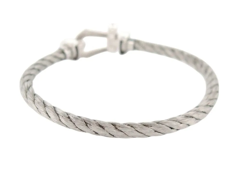 bracelet FRED force 10 mm manille or blanc 18k cable acier t16 18cm sold by 58 Facettes product image thumbnail 3