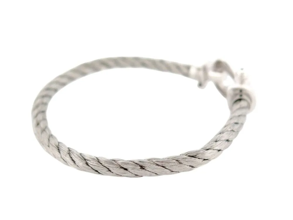 bracelet FRED force 10 mm manille or blanc 18k cable acier t16 18cm sold by 58 Facettes product image thumbnail 4