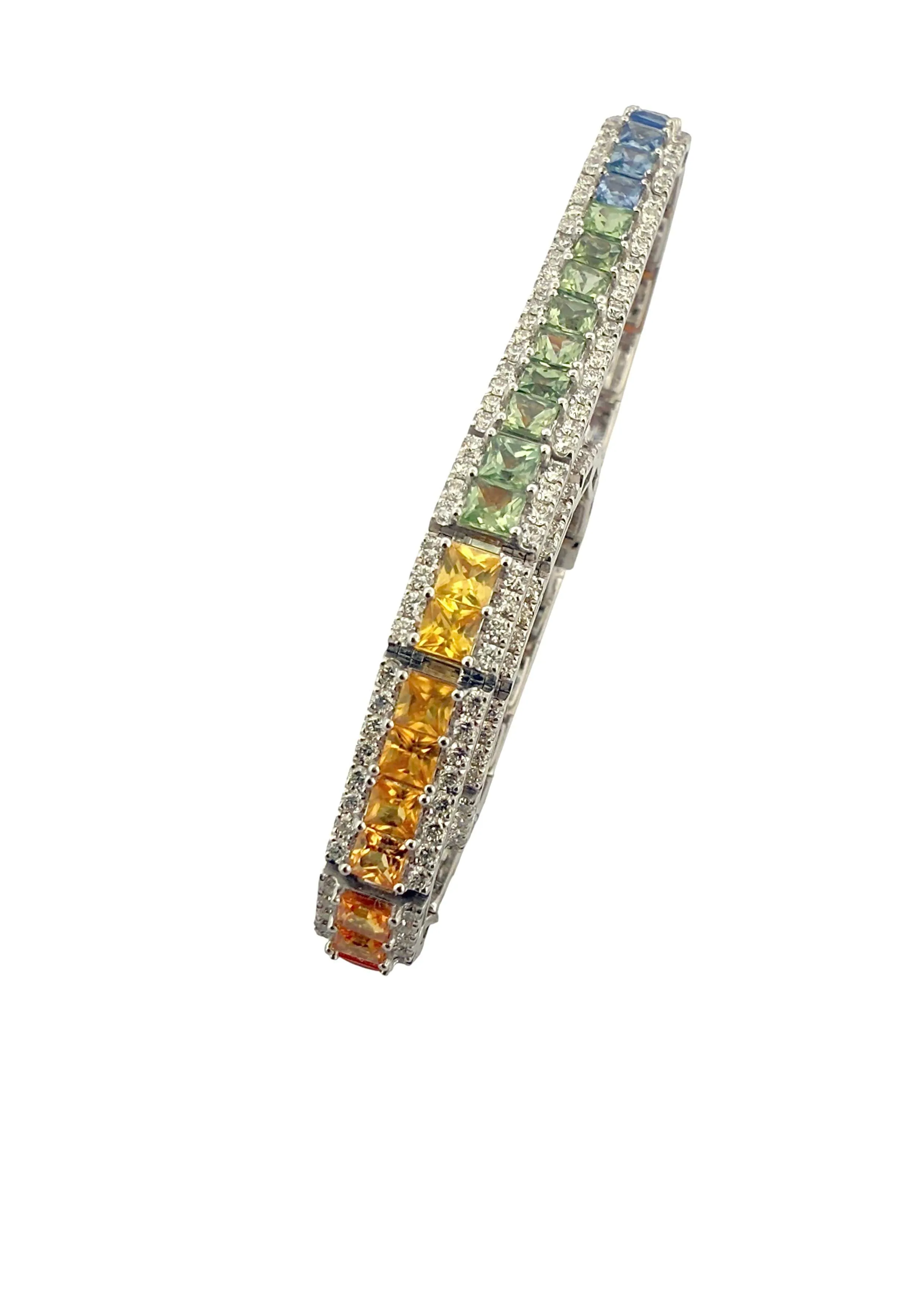 Bracelet rainbows platine , saphirs et diamants sold by 58 Facettes