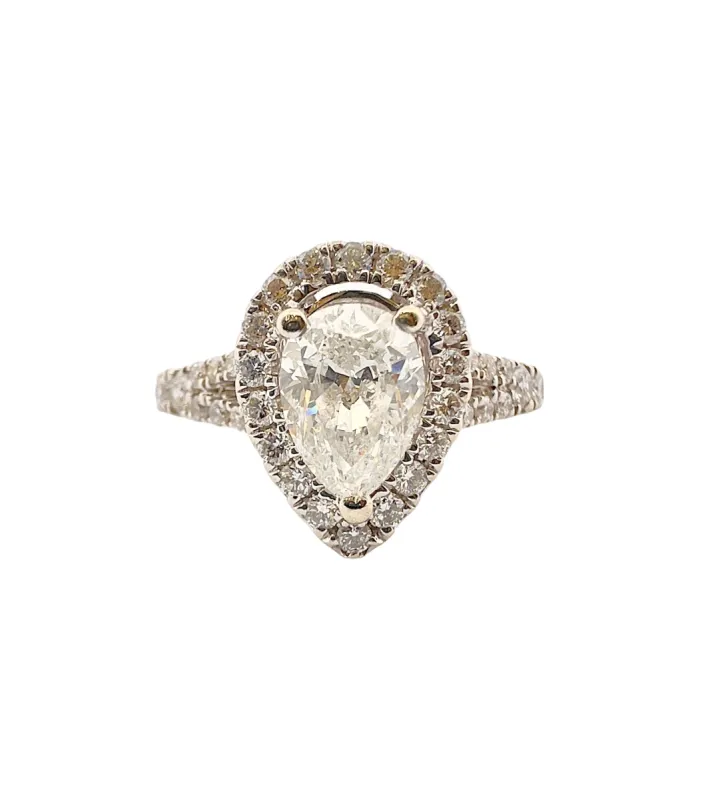Bague Solitaire or blanc diamant poire 1ct sold by 58 Facettes