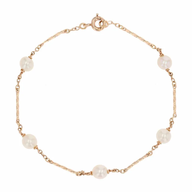 Bracelet or rose et perles de culture sold by 58 Facettes